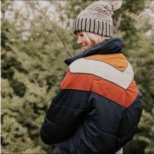 Free People Heidi Puffer Ski Jacket Navy